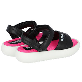 Black, White & Pink Logo Sandals
