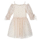 Girls Gold & Ivory Dot Dress, 1, hi-res