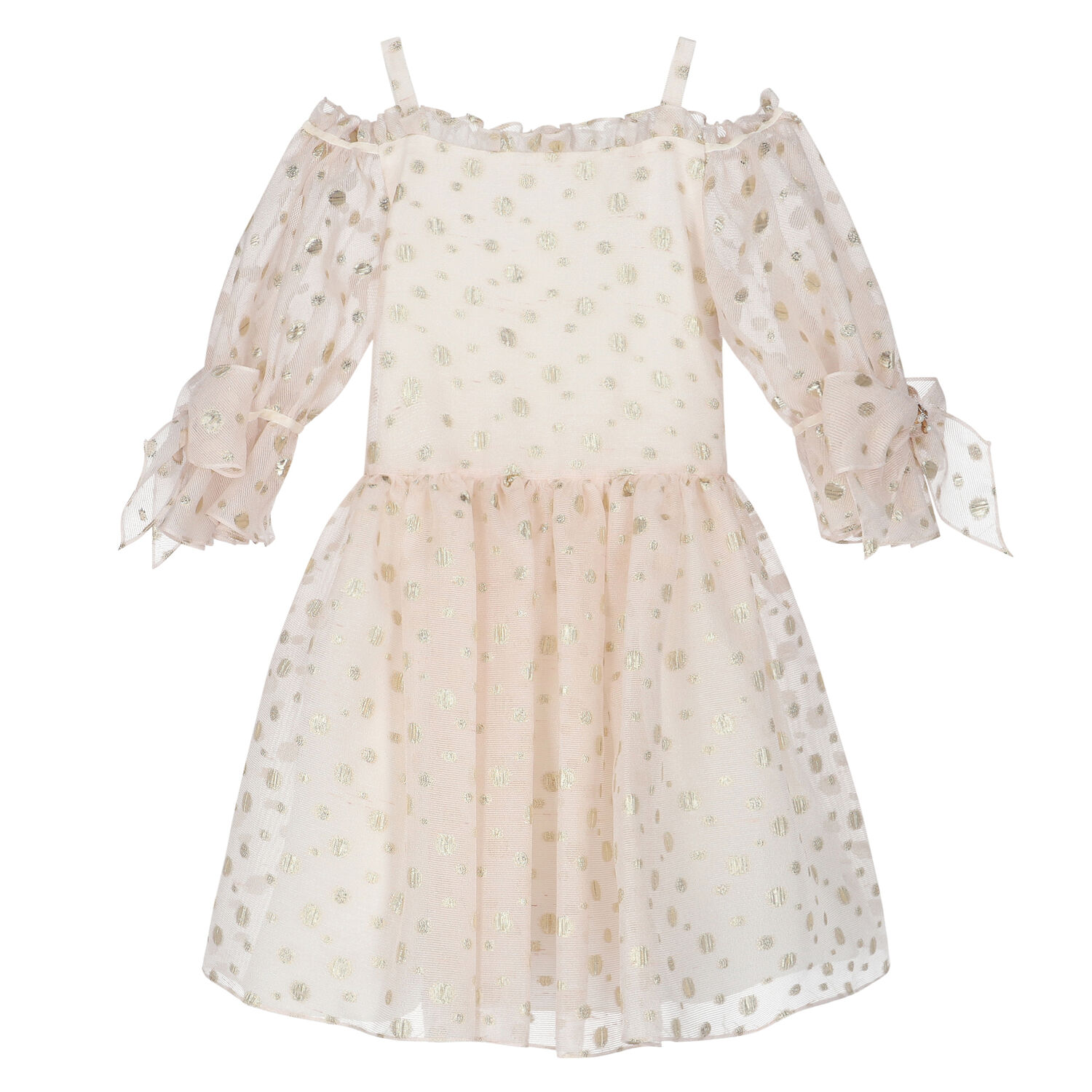 Girls Gold & Ivory Dot Dress, 1, hi-res image number null