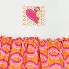 فستان بنات بالشعار باللون الأبيض والبرتقالى, 1, hi-res