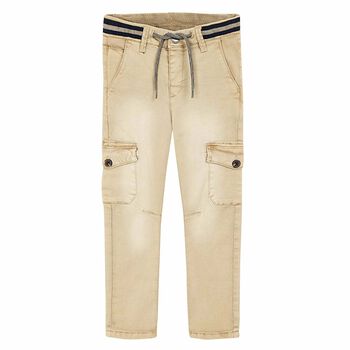 Boys Beige Cargo Trousers
