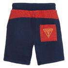 Boys Navy & Orange Logo Shorts, 1, hi-res
