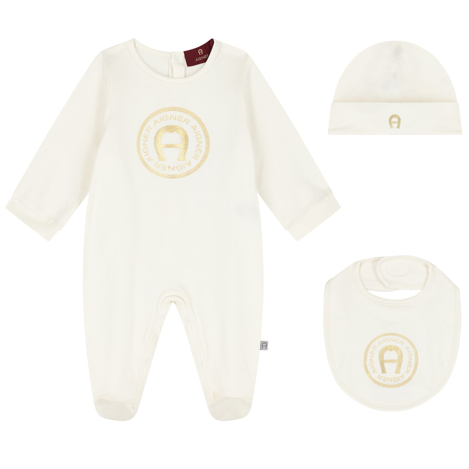 Ivory & Gold Logo Babygrow Gift Set, 1, hi-res