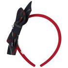 Girls Navy Blue & Red Tartan Headband, 1, hi-res