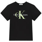 Boys Black Logo T-Shirt, 7, hi-res