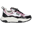 حذاء رياضي بالشعار باللون الأبيض للبنات, 1, hi-res