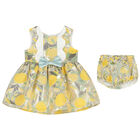 Baby Girls Gold Lemon Jacquard Dress Set, 1, hi-res