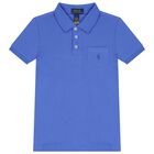 Boys Blue Logo Polo Shirt, 1, hi-res