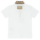 Boys White Checkered Polo Shirt, 1, hi-res