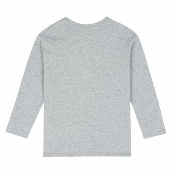 Boys Grey Logo Long Sleeve Top