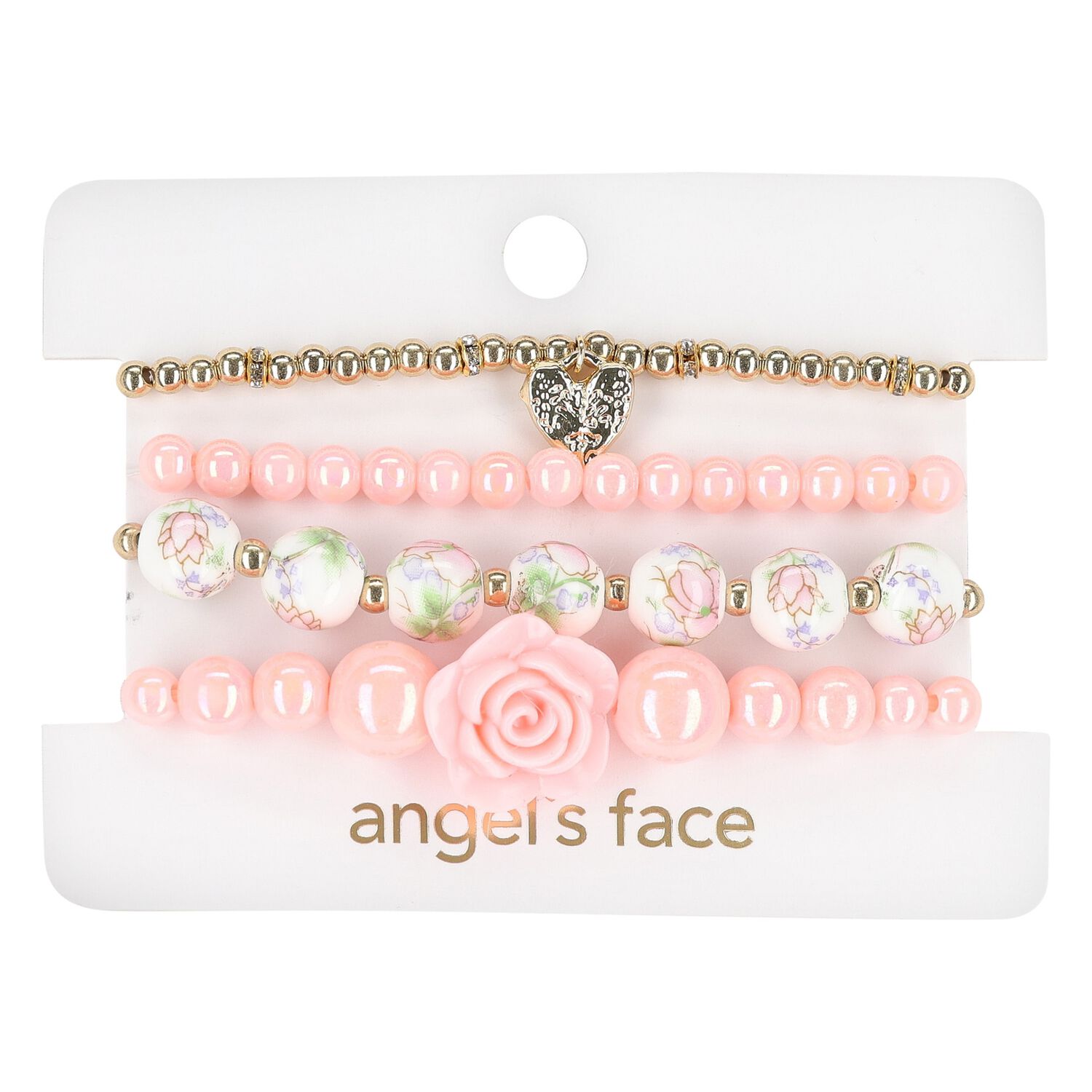 Girls Pink & Gold Bracelets ( 4-Pack ), 1, hi-res