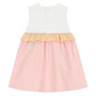 Younger Girls White & Pink Bag Dress, 1, hi-res