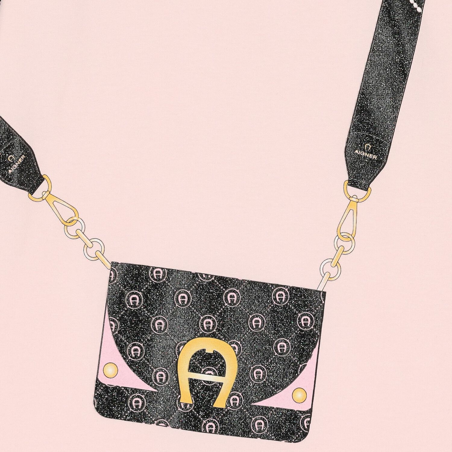 Girls Black & Pink Logo Dress, 1, hi-res