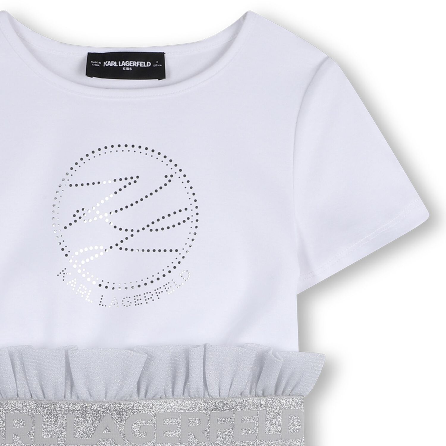 Girls White & Silver Tulle Dress, 1, hi-res