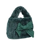 Girls Green Faux Fur Handbag, 2, hi-res