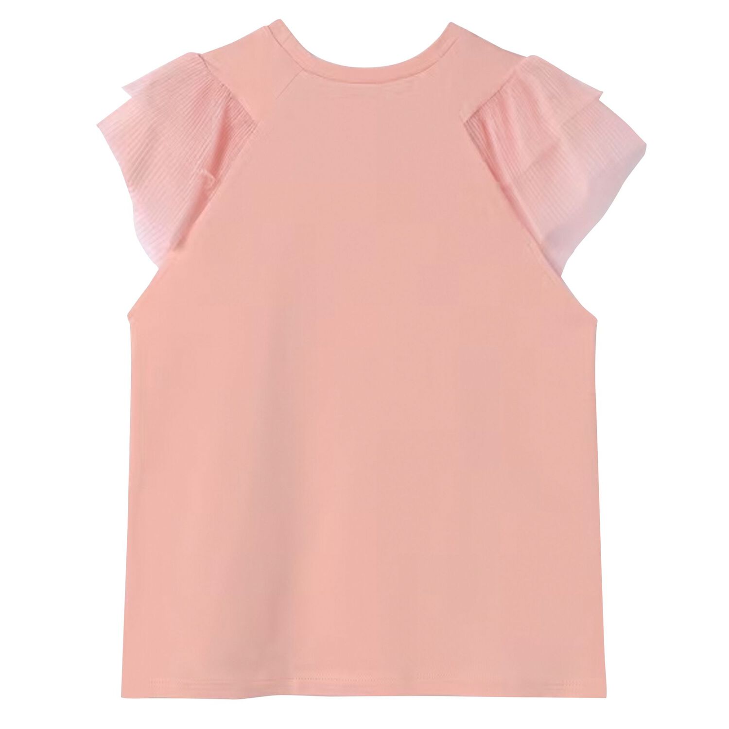 Girls Pink Tulle Sleeved Top, 1, hi-res