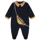 Baby Boys Navy Blue & Beige Geo Map Babygrow Gift Set, 1, hi-res