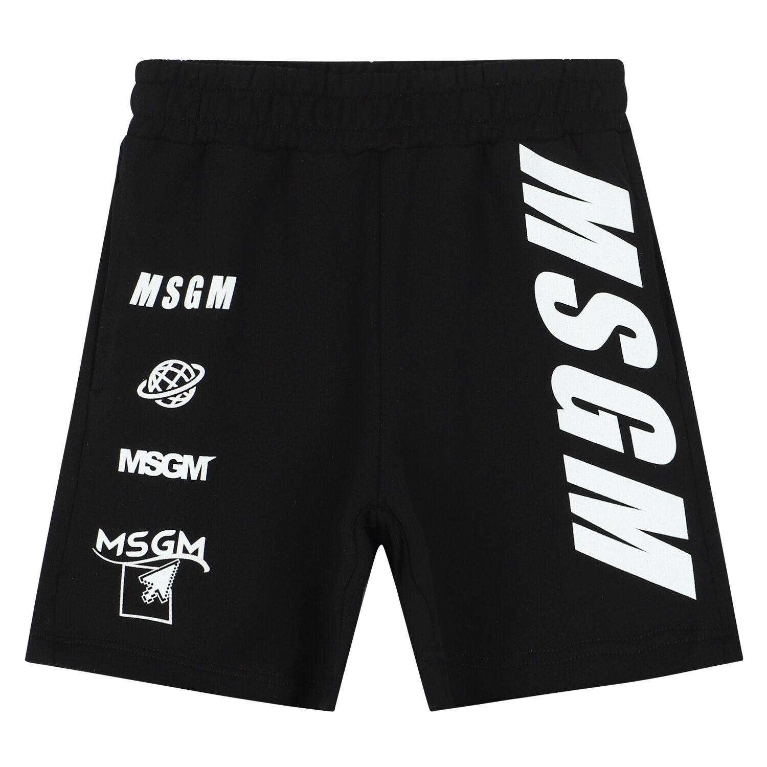 Boys Black Logo Shorts, 1, hi-res
