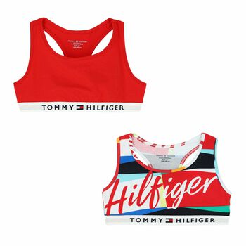 Girls Red & White Bra Tops (2 Pack)