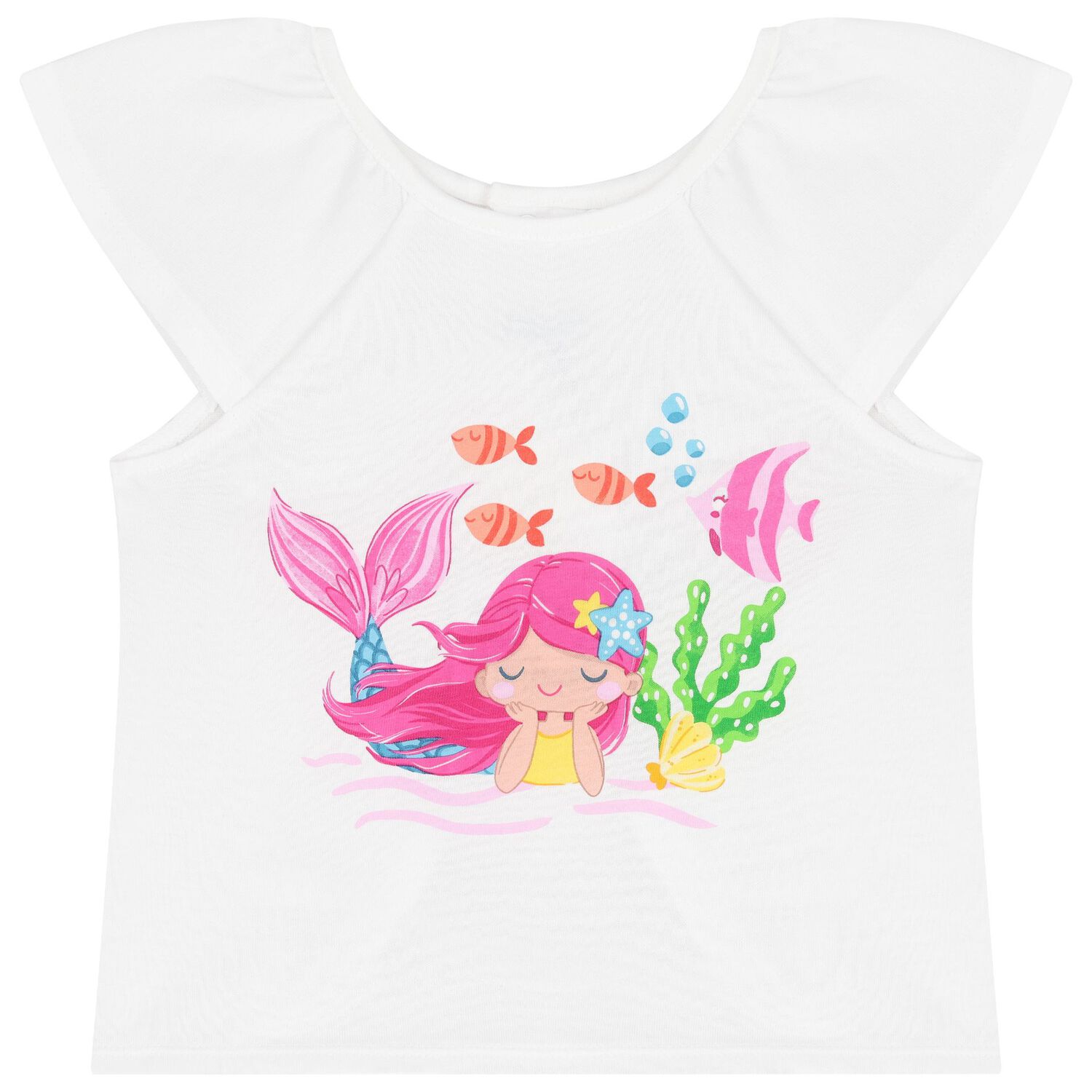 Younger Girls White & Pink Shorts Set, 1, hi-res