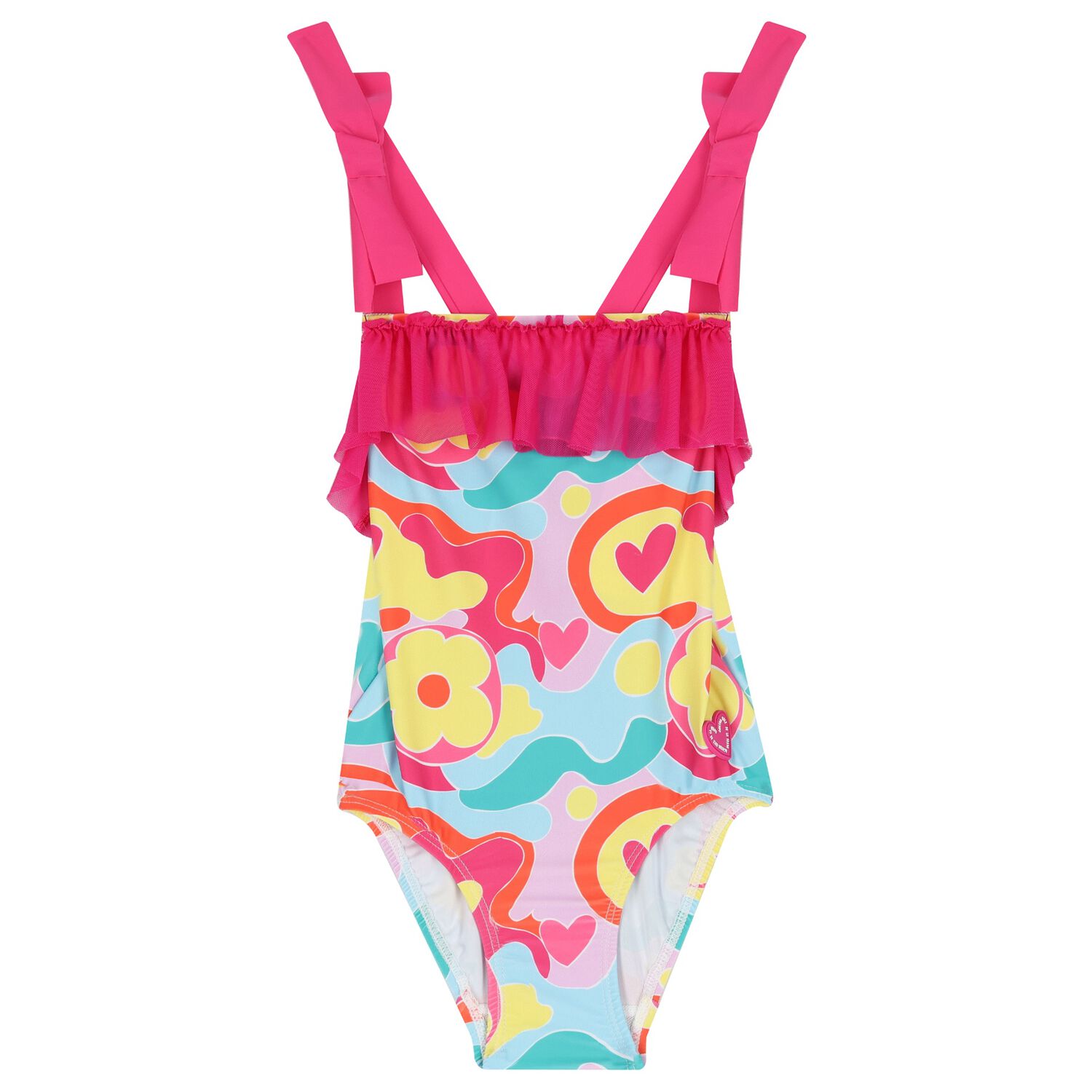 ملابس سباحة بنات بطبعة الزهور باللون الوردي, 1, hi-res