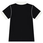 Boys Black Logo Polo Shirt, 1, hi-res