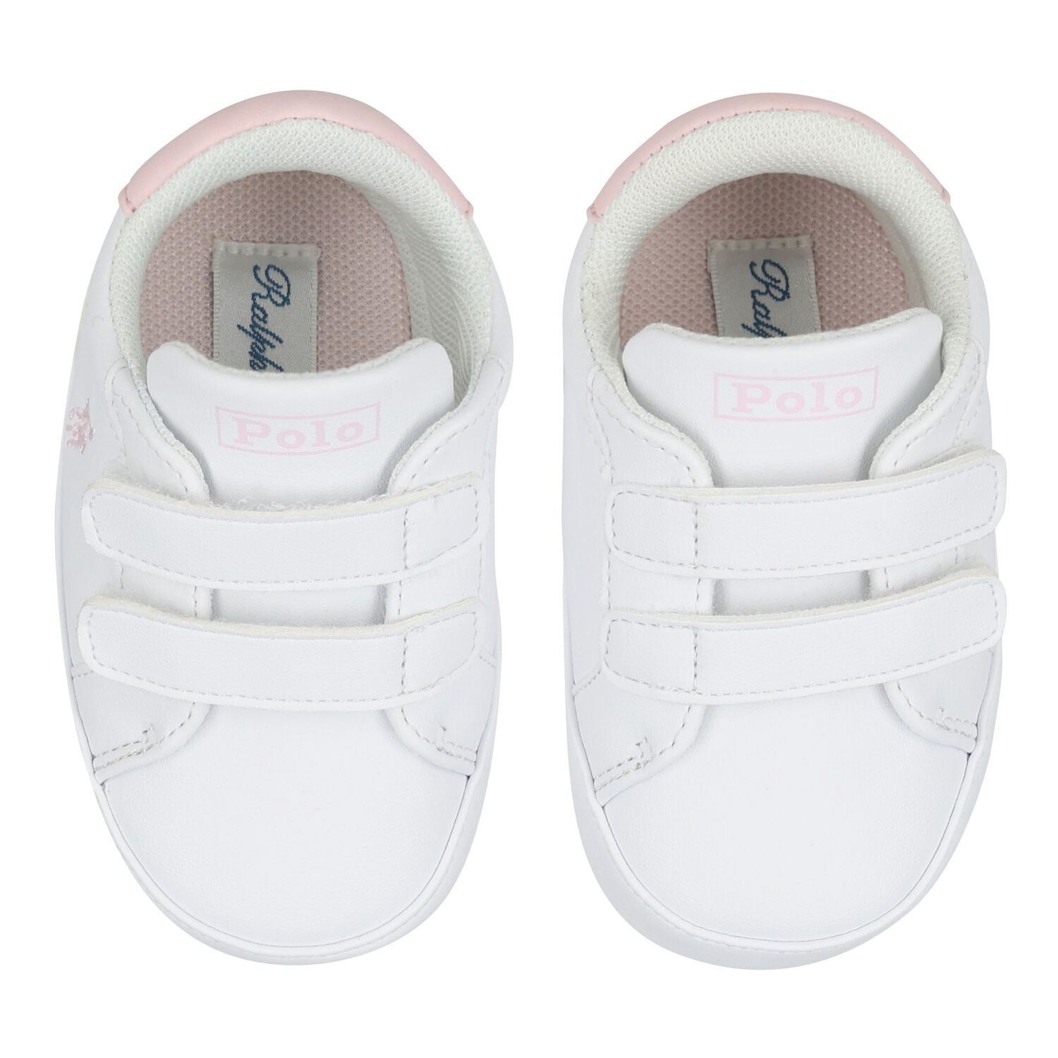 Baby Girls White Logo Trainers, 1, hi-res