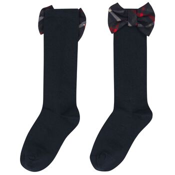 جوارب تارتان زرقاء داكنة للبنات, 1 جوارب تارتان زرقاء داكنة للبنات