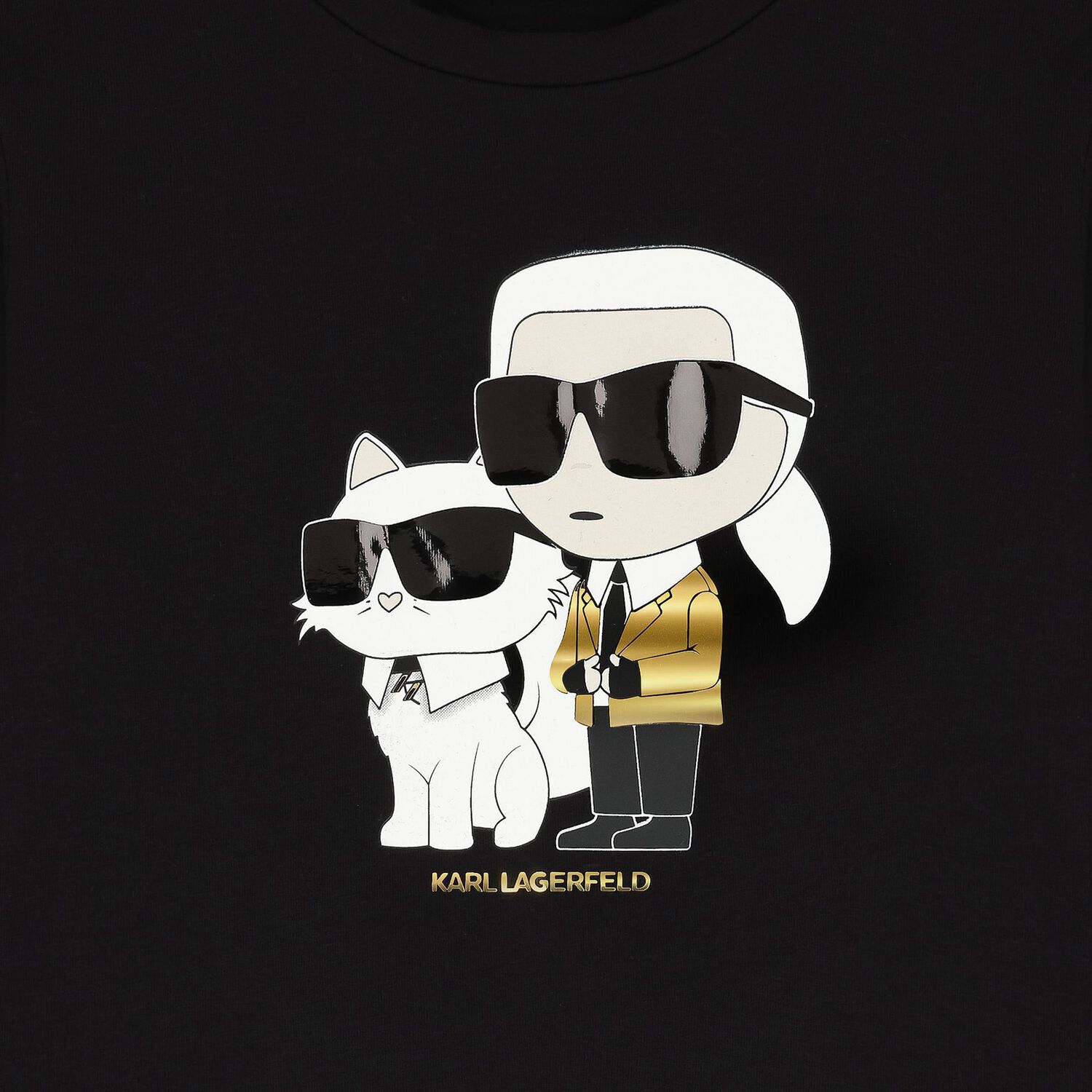 توب بنات بأكمام بالشعار باللون الأسود, 1, hi-res