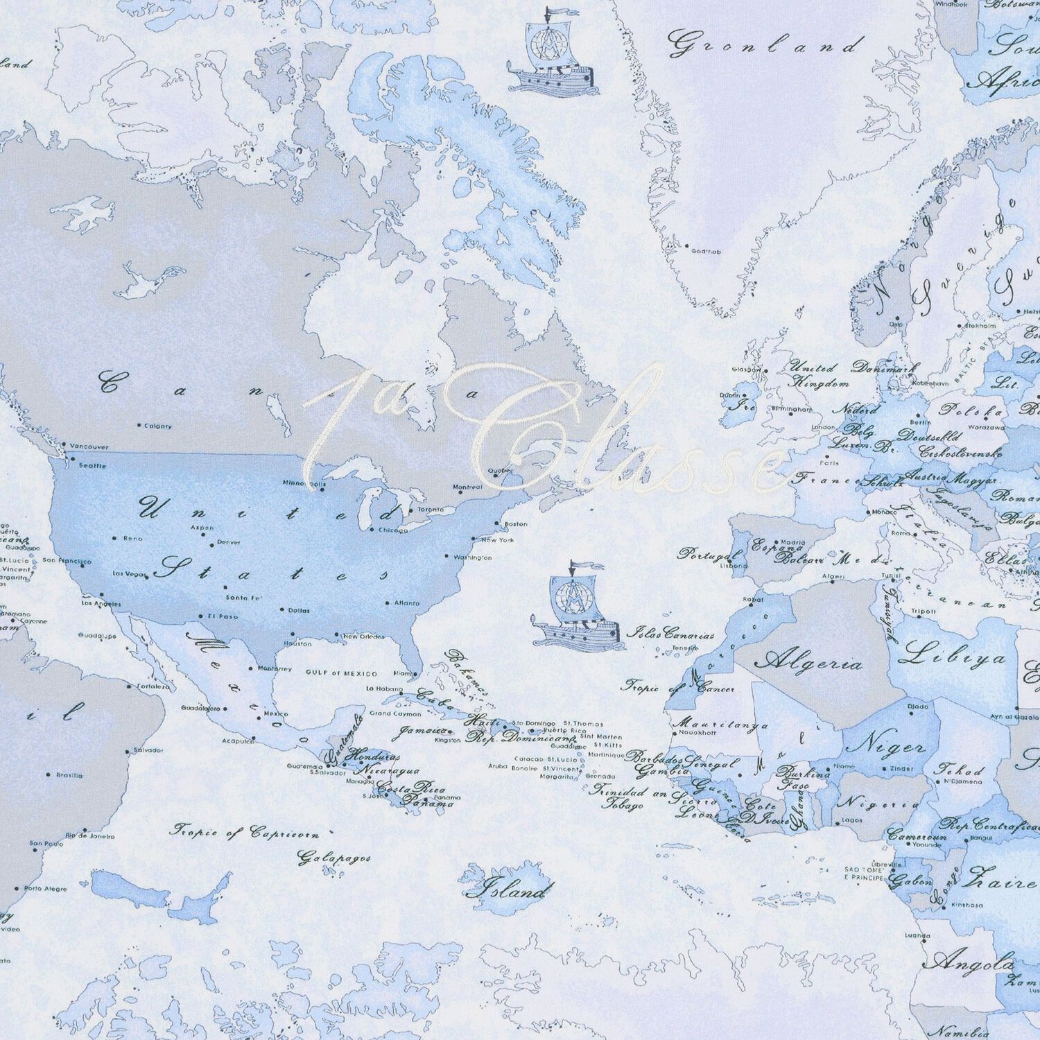 طقم هدايا للأولاد الصغار بنمط خريطة جغرافية باللونين العاجي والأزرق, 1, hi-res
