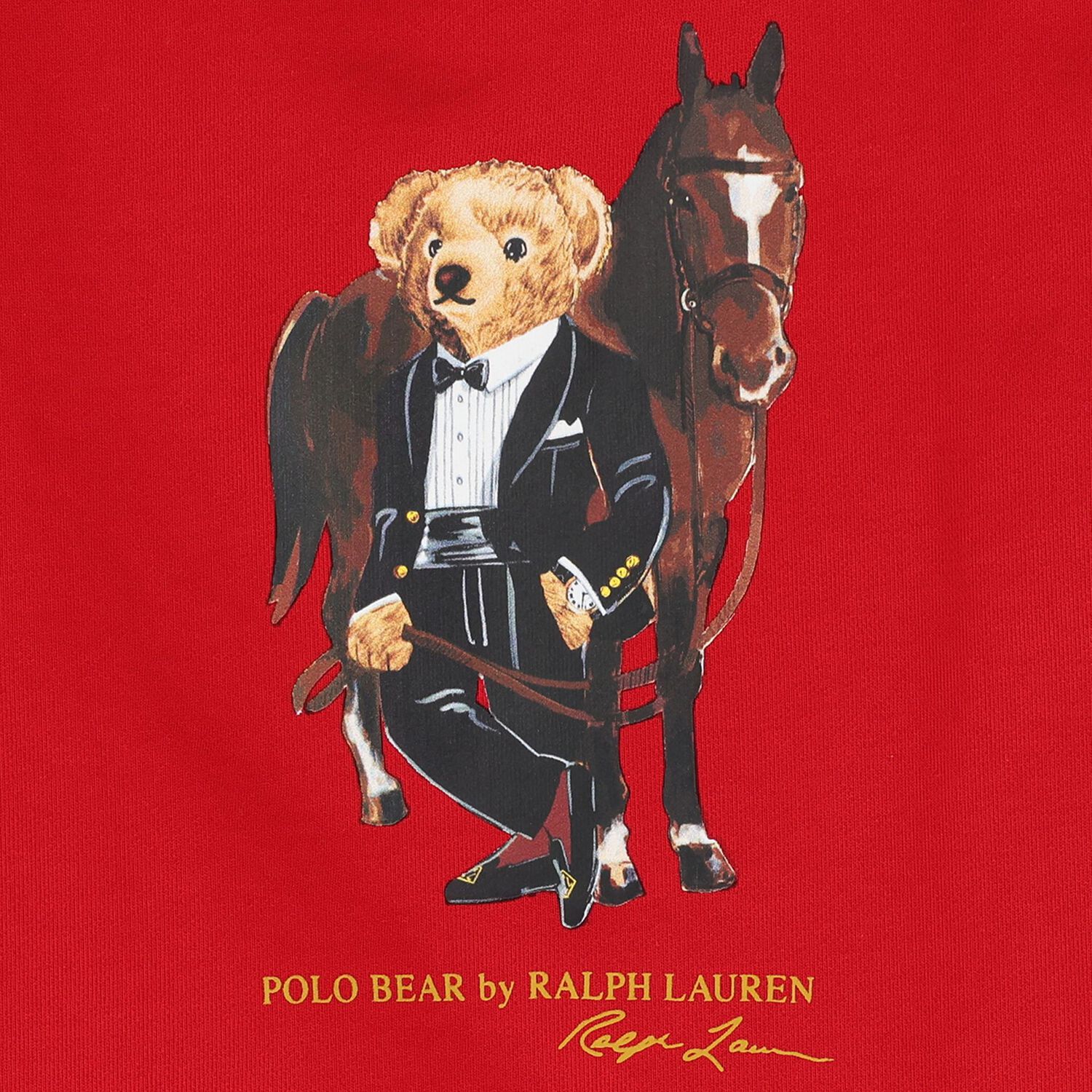 Boys Red Polo Bear Sweatshirt, 2, hi-res