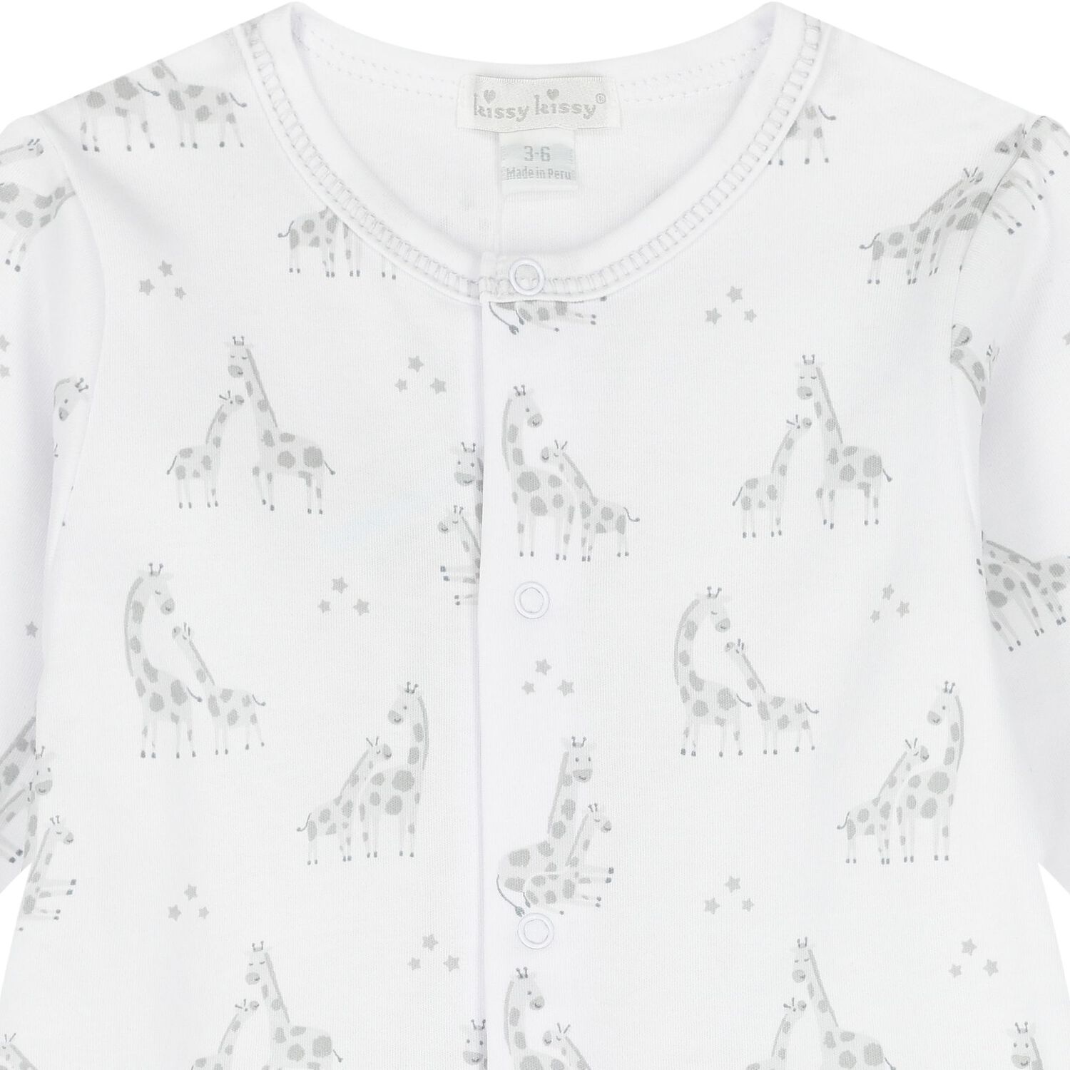 White & Grey Giraffe Babygrow, 1, hi-res