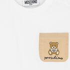 طقم شورت بشعار دب تيدي باللونين الأبيض والبيج للأولاد الصغار, 1, hi-res