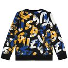 سويت شيرت أولاد بالشعار باللون الأسود, 1, hi-res