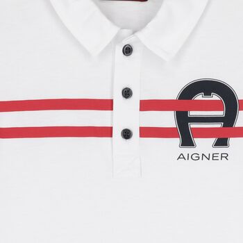 Boys White Logo Polo Shirt