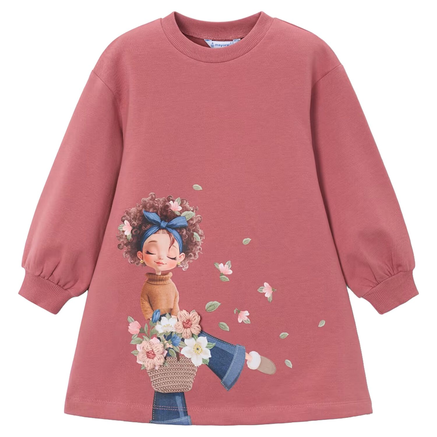 Girls Pink Printed Dress, 3, hi-res