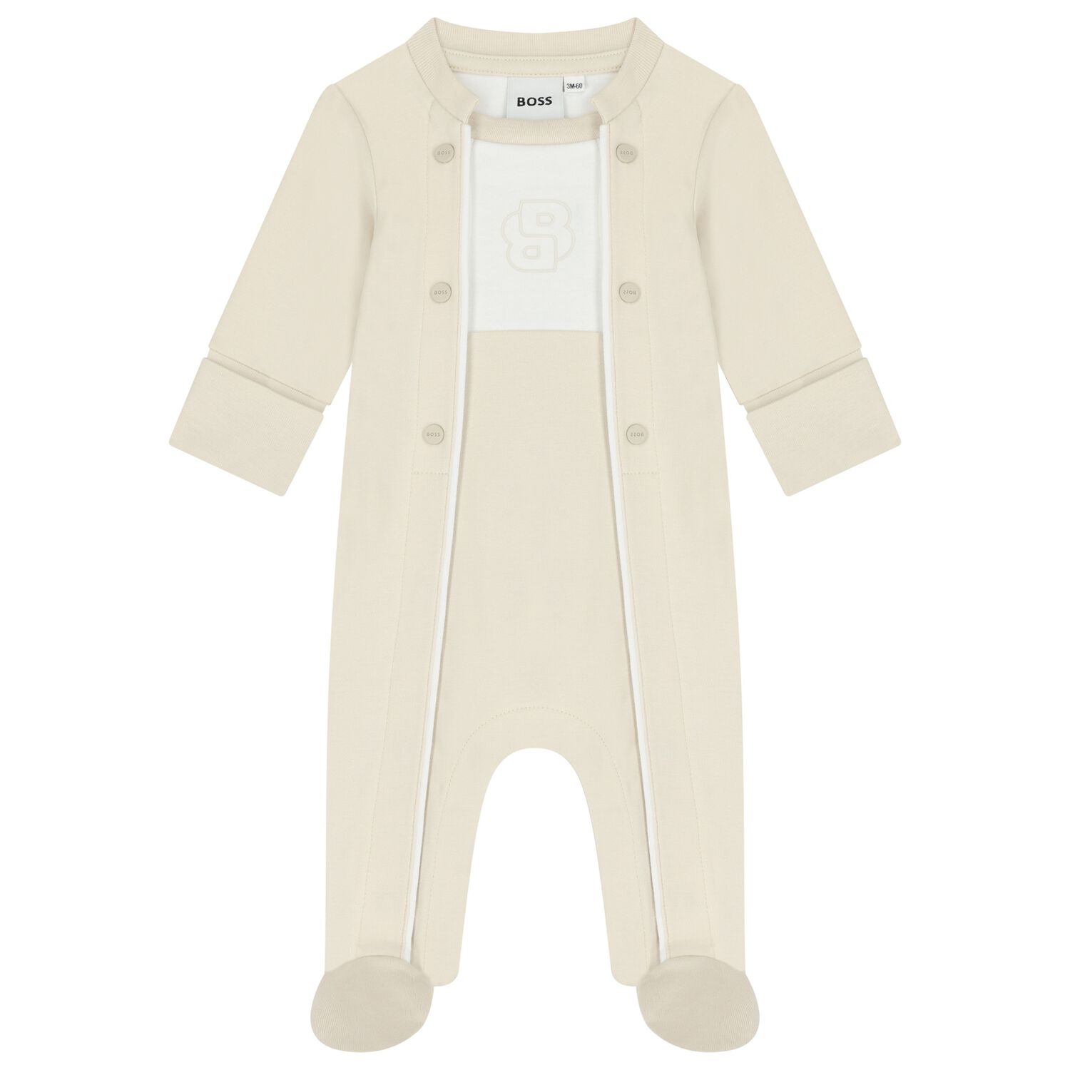 Baby Boys Ivory Logo Babygrow, 1, hi-res