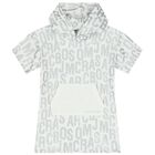 فستان بنات هودي بالشعار باللون العاجي والفضي, 1, hi-res