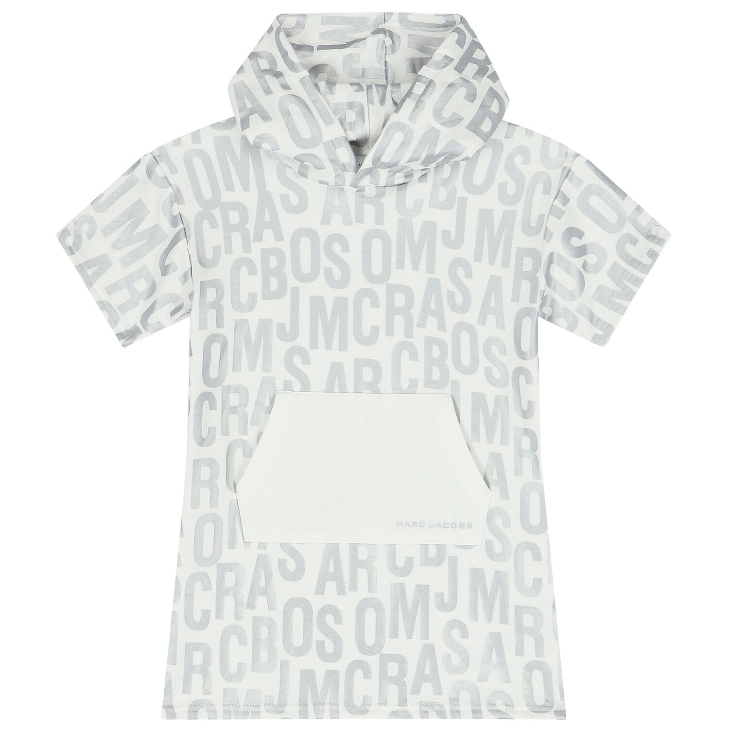 فستان بنات هودي بالشعار باللون العاجي والفضي, 1, hi-res image number null