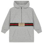 Grey Logo Web Striped Hooded Top, 1, hi-res