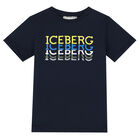 تيشيرت بالشعار باللون الكحلي للأولاد, 1, hi-res