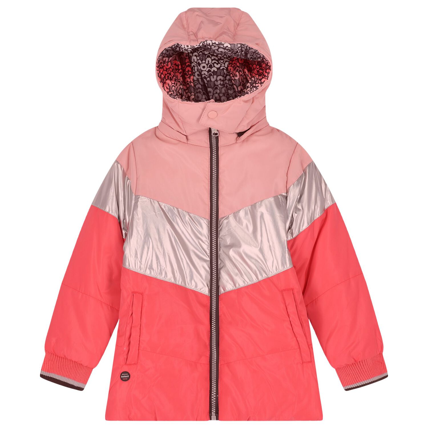 Girls Pink Reversible Hooded Coat, 1, hi-res image number null