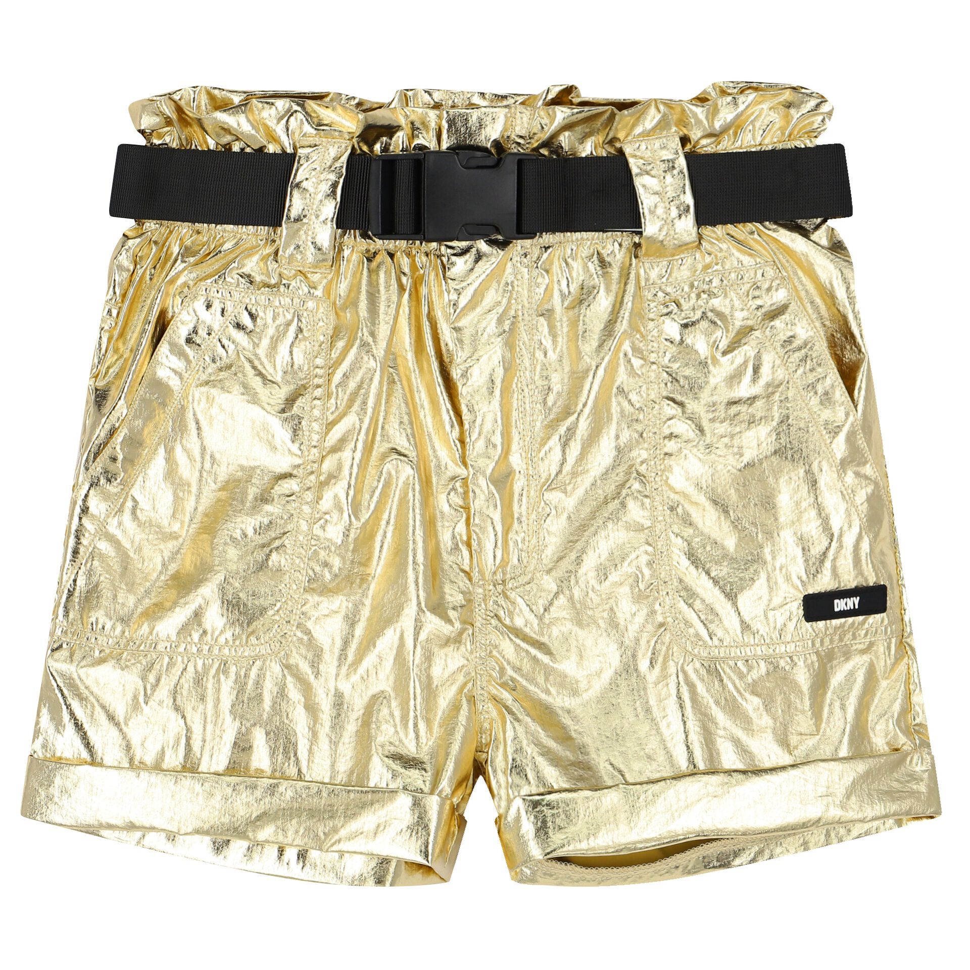 DKNY Girls Gold Logo Shorts Junior Couture QA