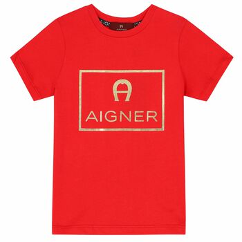 Boys Red & Gold Logo T-Shirt