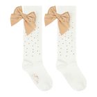 Girls White Diamante Socks, 1, hi-res