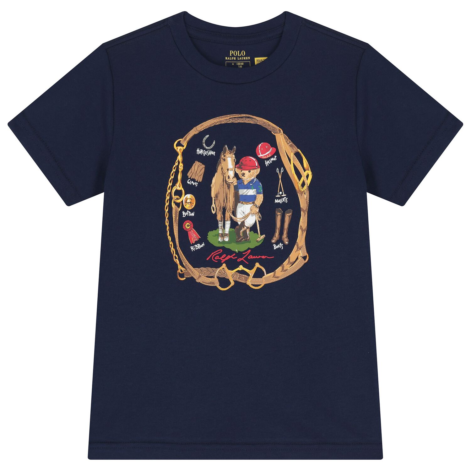 Boys Navy Blue Polo Bear T-Shirt, 1, hi-res