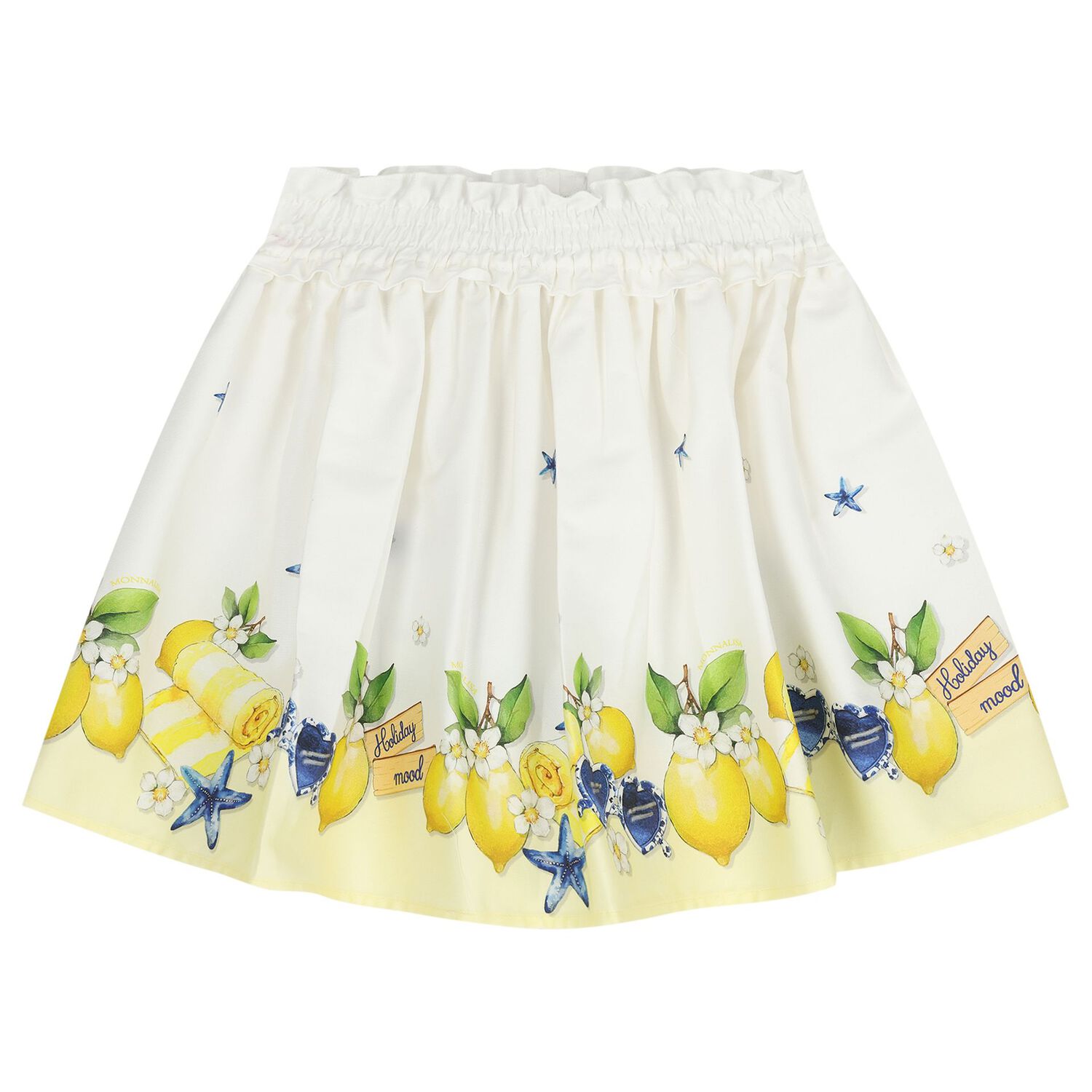 Girls White & Ivory Lemon Skirt Set , 1, hi-res