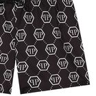 Boys Black Monogram Logo Swim Shorts, 1, hi-res