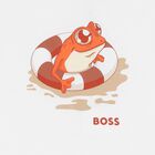 تيشيرت اولاد بالشعار بطبعه ضفضع باللون الابيض, 1, hi-res