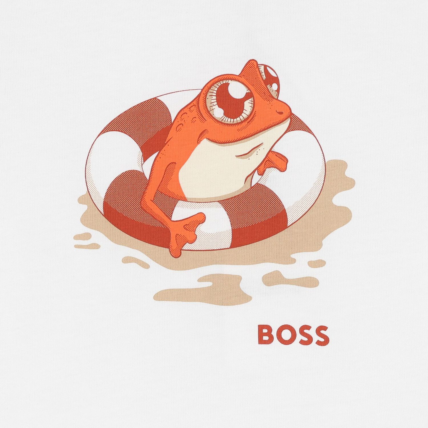 تيشيرت اولاد بالشعار بطبعه ضفضع باللون الابيض, 1, hi-res image number null